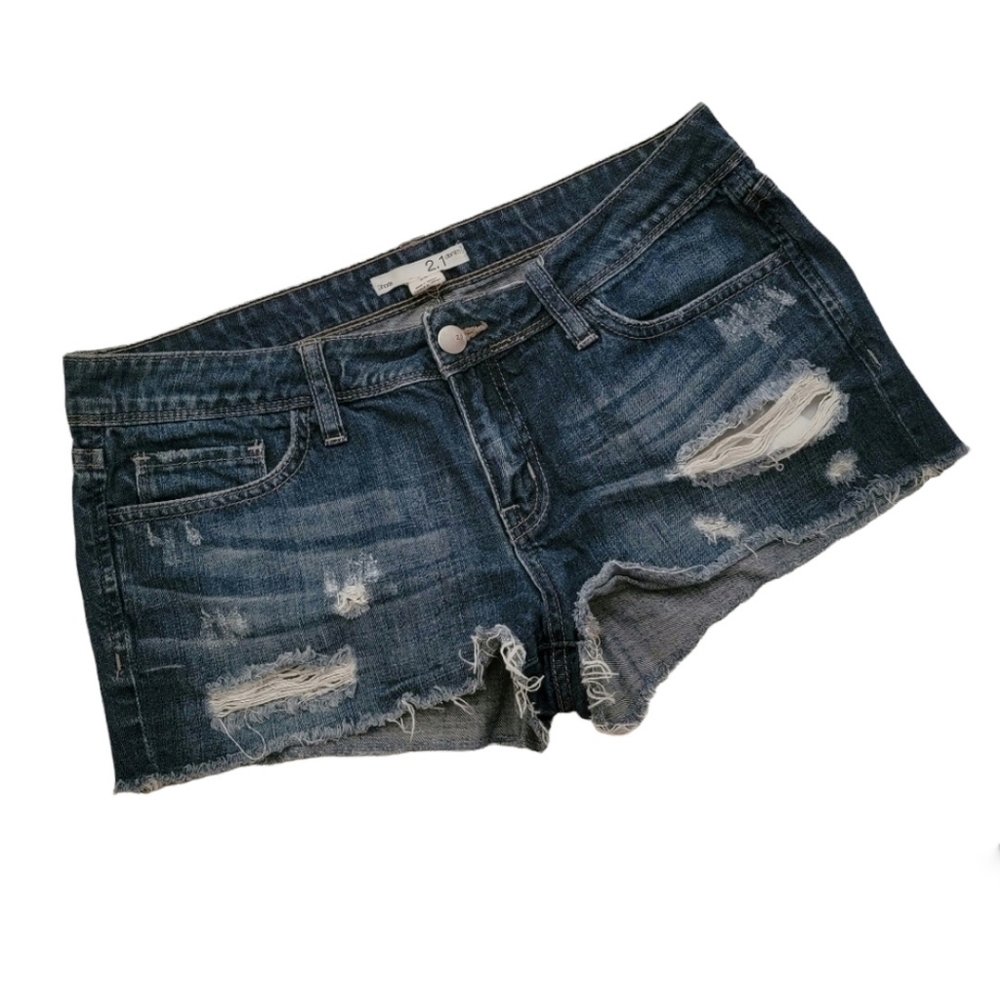 GAP | Denim 2.1 Distressed dark wash cut off shorts with raw hem Size 28